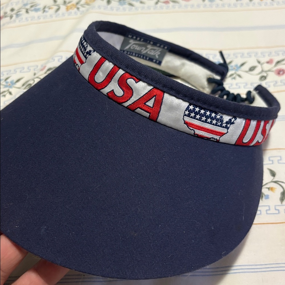 Town Talk WOMENS USA AMERICA Navy Blue Visor GOLF VTG